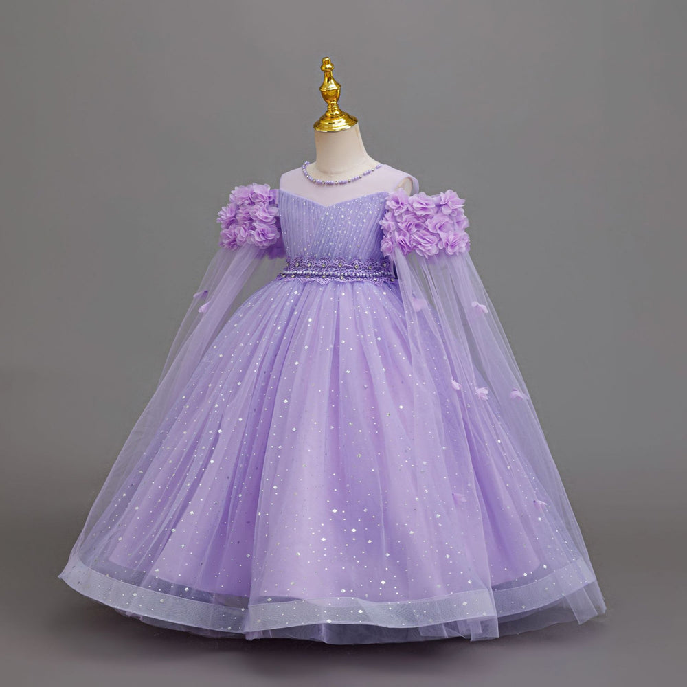 Exportin stockgirl dress petals wedding dress princess dress girl flower girl piano performance dress girl dress