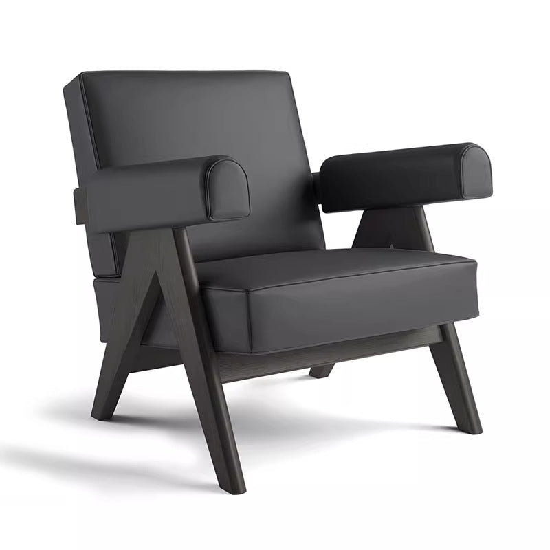 Solid wood ash fabric single sofa casual armchair balcony accessible luxury creative lounge chair tofu block sofa
