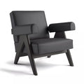 Black microfiber leather + black wooden frame
