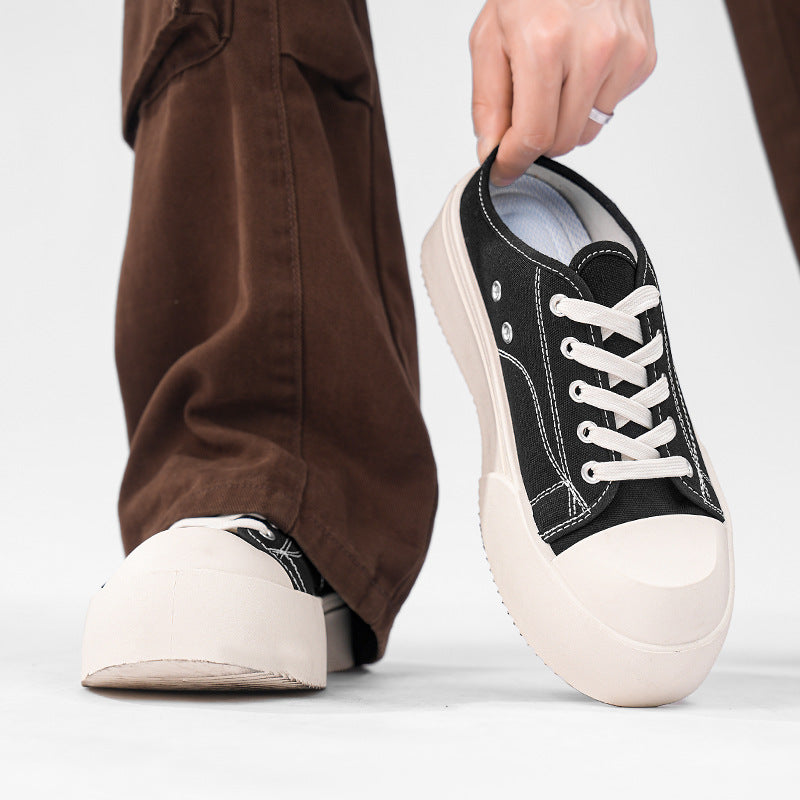 Canvas men's shoes summer breathable easiest for matchcasual big toe sneakers lazy one-leg sports heelless toe half drag