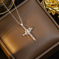 [titanium steel] cross-border popular european and american internet celebrity cross necklace, accessible luxury personalized sweater chain, niche design necklace