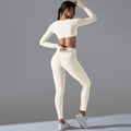 New solid color seamless underwear double-sided nylon long sleeve activewear yoga set - high elasticity, tight fit, anti-odor gym & yoga apparel