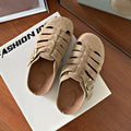 Retro piggyback birkenstock shoes women's easiest for match2026new arrivalspring and summeroutwear slip-on lazy cut out toe-cap half slippers