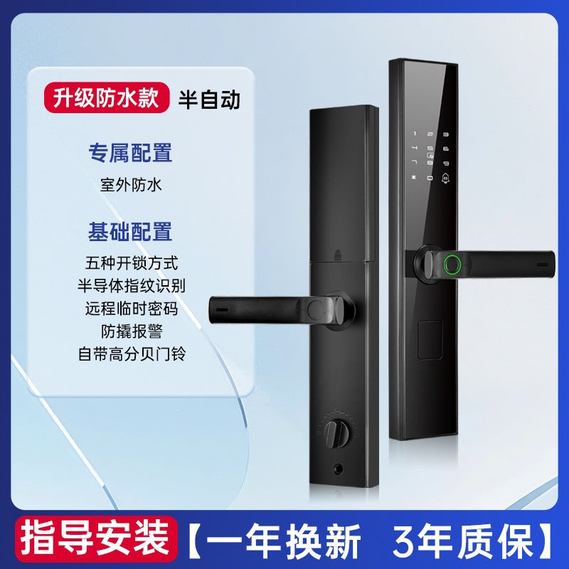 New aluminum alloy waterproof smart fingerprint lock with semiconductor fingerprint recognition, mobile app remote access, and backup key