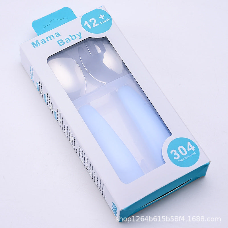 Cartoon 304 stainless steel children's tableware spoon fork box three-piece set baby tableware mother and baby gifts fork and spoon