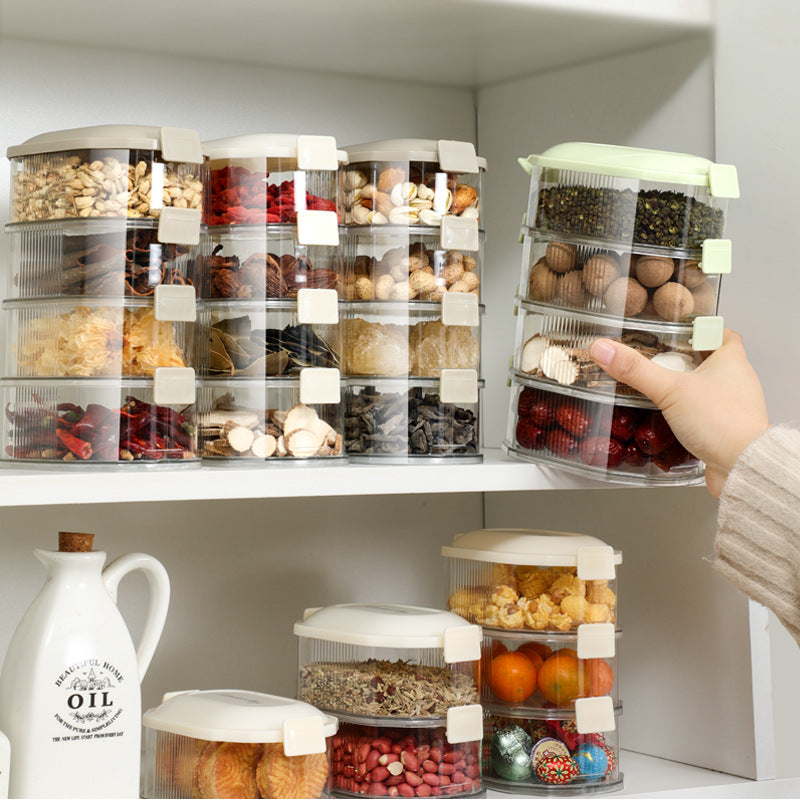 Kitchen spice organizer, stackable food storage containers for scallions, ginger, and garlic, food-grade spice dispenser