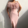 cross-border new spring/summer european and american style women's camisole feather dress - banquet, slim-fit, elegant, figure-flattering, sleeveless evening gown