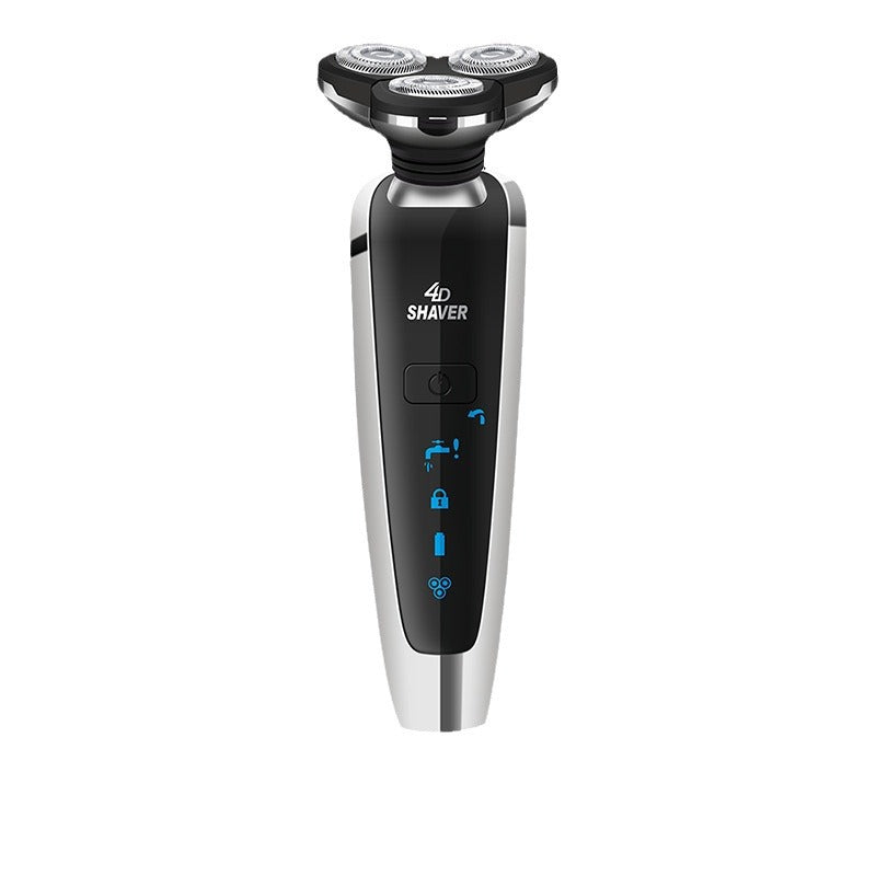 Three-head full body washable electric shaver - 4-in-1 smart shaving kit for home use - includes sideburn trimmer & triple-head floating system