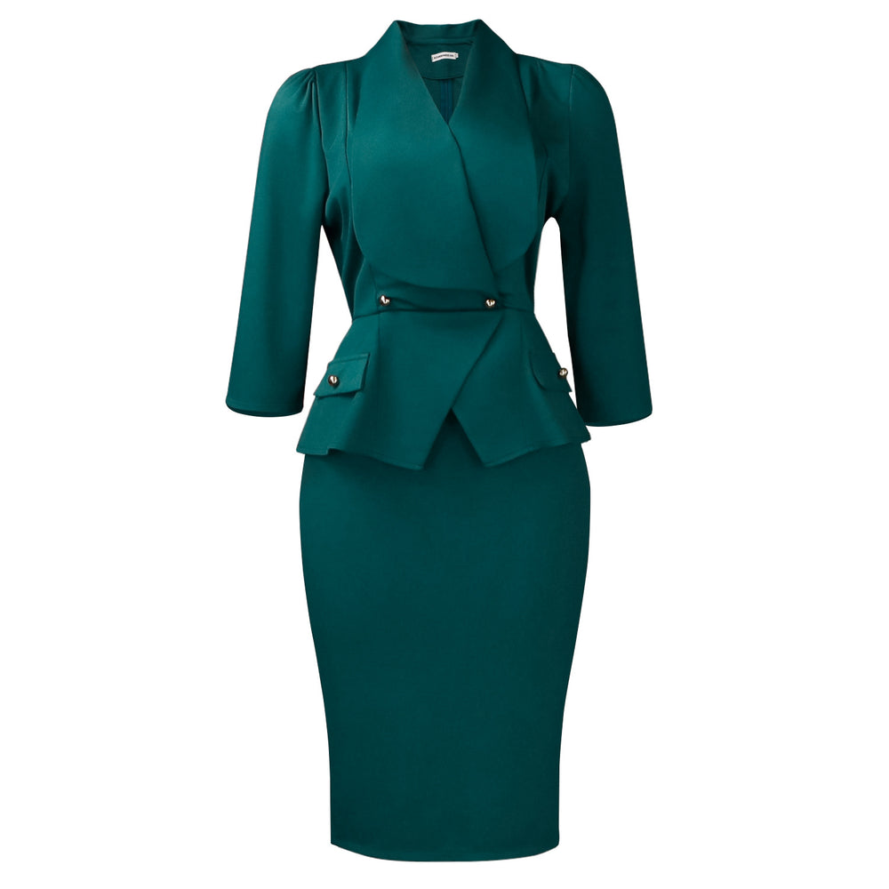 C8645 women's foreign trade dress - new cross-border european and american style fashionable elegant solid color bodycon african dress