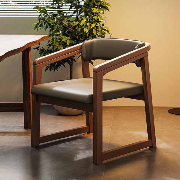 Solid wood dining chair light luxury tea chair master armrest armchair modern home Chinese backrest simple backrest chair chair