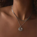 Wholesale alloy pendants: european and american cross-border personalized square necklaces for women - unique, irregular, multi-layered snake chain necklaces