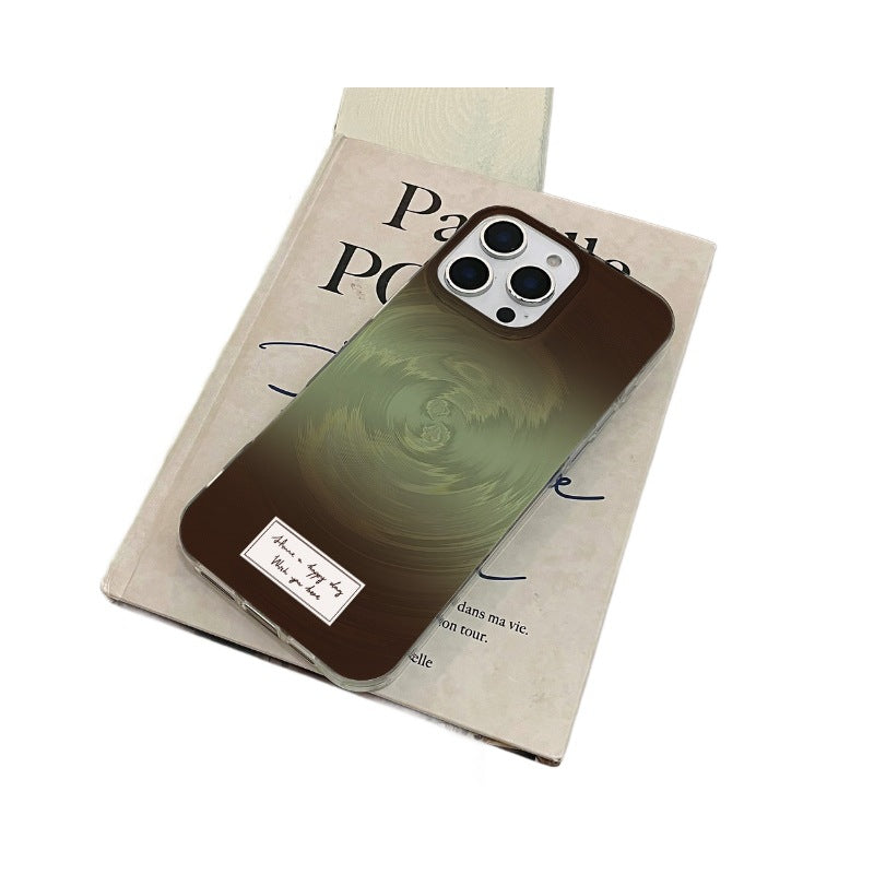 Hand-painted matcha swirl big hole phone case for apple 16, anti-drop iphone 17 fashionable trendy protective cover