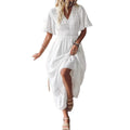 european and american women's lace patchwork plus size long beach dress - new arrival for summer getaways