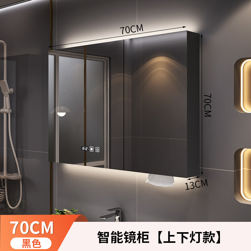 Smart bathroom mirror cabinet Wall-mounted with lamp defogging dressing Multi-layer solid wood storage cabinet Bathroom mirror cabinet