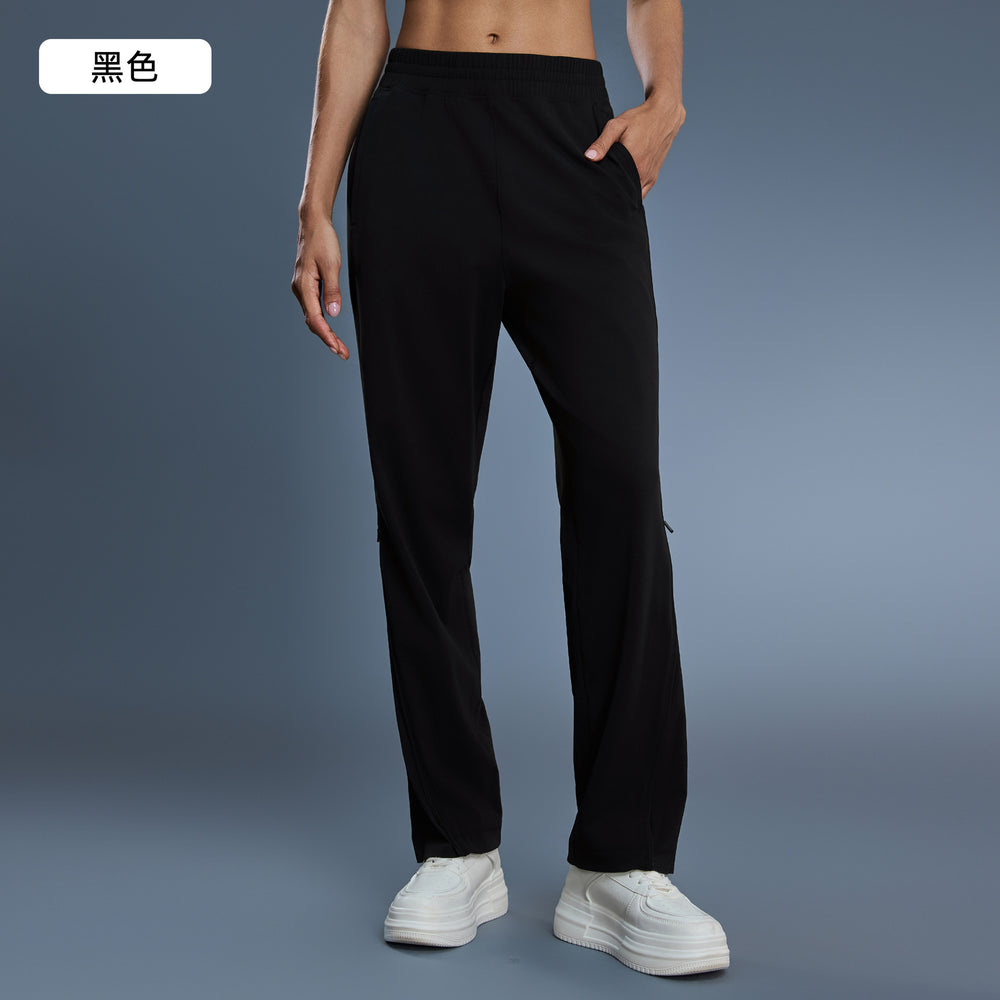 Women's casual sports pants - solid color, versatile, lightweight, breathable, zippered cuffs, convertible style, fitness running trousers d25174
