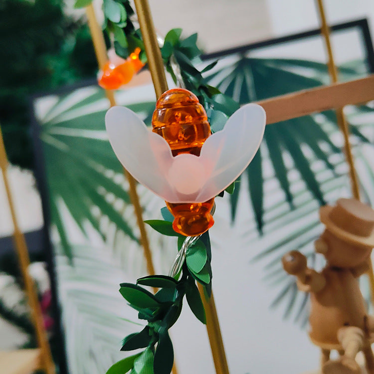 LED bee rattan lights flashing lights string lights gypsy decorative lights ins bedroom room layout romantic night lights