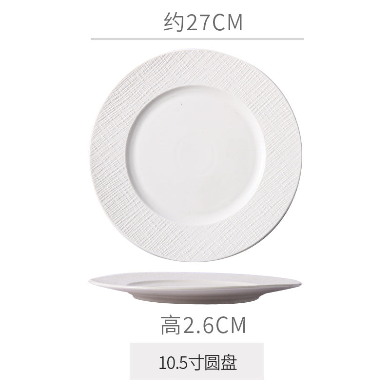 Byron ceramic western dinner plate - premium hotel steak plate - hotel tableware embossed feature plate - dinner plate