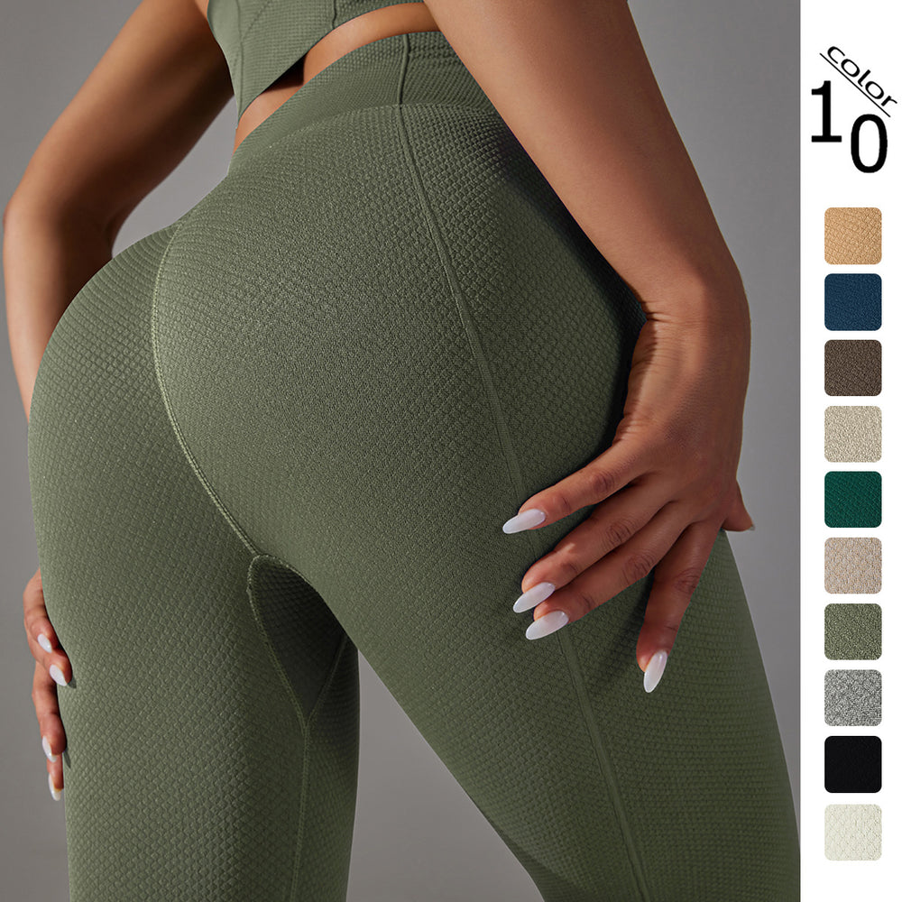 fashionnew arrival seamless knitting butt high waist tummy control yoga pants sports running fitness nine-point pants
