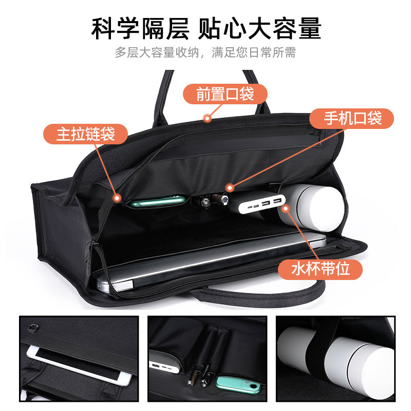 Extra-large capacity oxford cloth waterproof tote file bag - conference bag with custom printing for meeting materials and documents