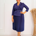 D592  independent station fashion cross-border women's clothing autumn and winter women's suit collar elegant pleated skirt african dress