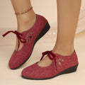 summer new arrival: plus size women's casual flats, round toe lace-up mom shoes - wholesale