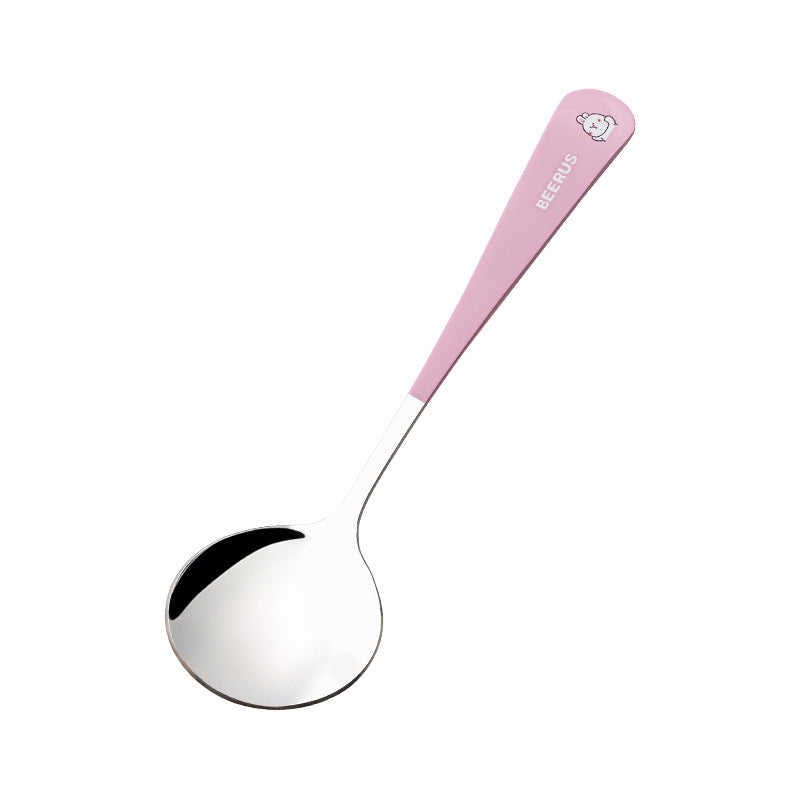Cartoon 304 stainless steel chopsticks and spoon set - kids' dinnerware with original beerus collaboration design - wholesale