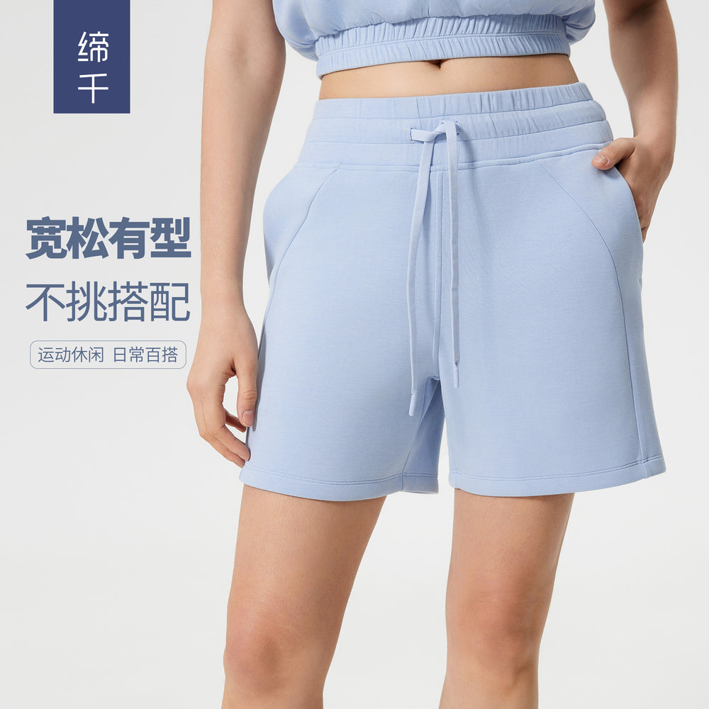 Summer moisture-wicking workout running shorts - women's casual commute elastic waist loose yoga pants d25024