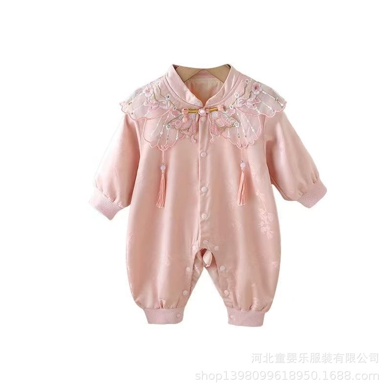 Infant and toddler spring autumn clothes chinese style fashionlong sleeves jumpsuit baby girl crawling suit jumpsuit infant clothing