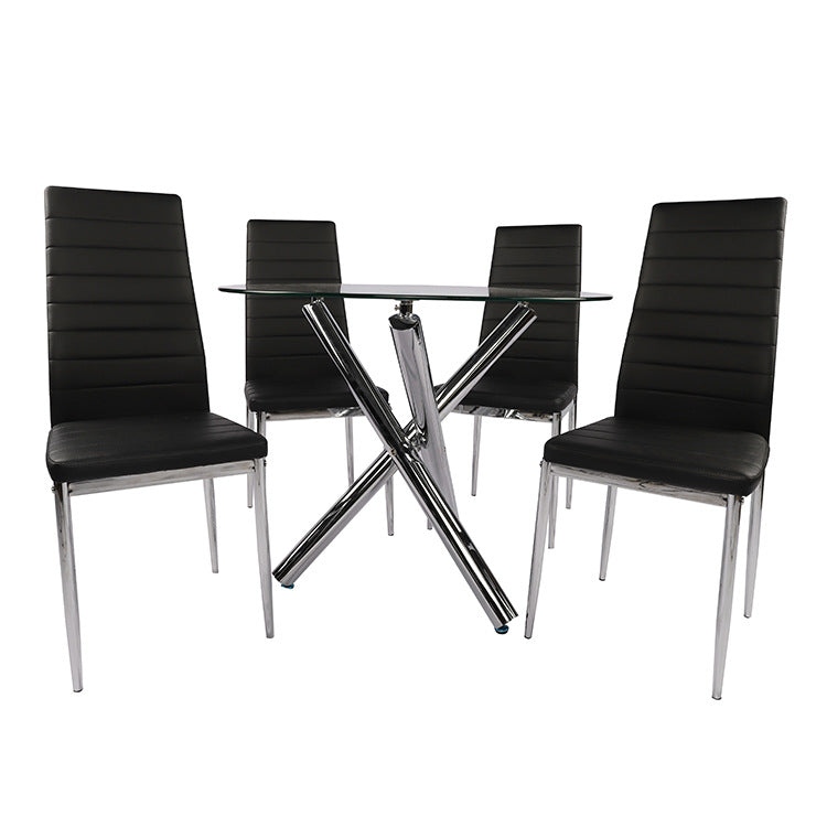 Tempered glass dining table set - modern luxury dining chairs - premium dining table and chair combination for home use