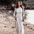 spring new arrivals: european and american style women's elegant party & wedding dresses - round neck, long sleeve, printed, open back lace dress