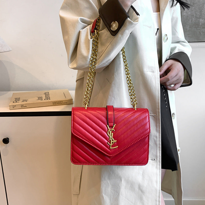 Fashion gold fashion women's bag 2025new arrival chain crossbody small square bag cover bag double compartment patent leather patent leather bag