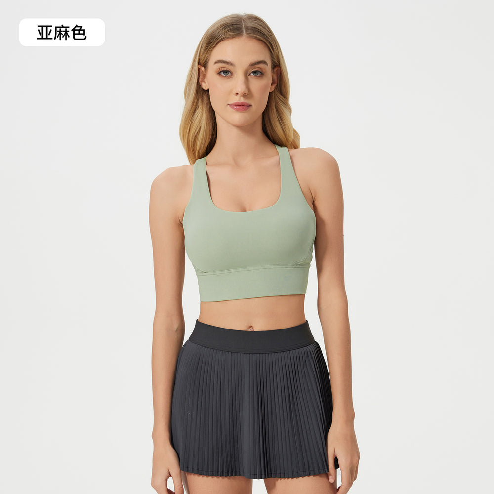 Naked feel shaping criss-cross back yoga bra - high impact shockproof running fitness sports bra for women d25050