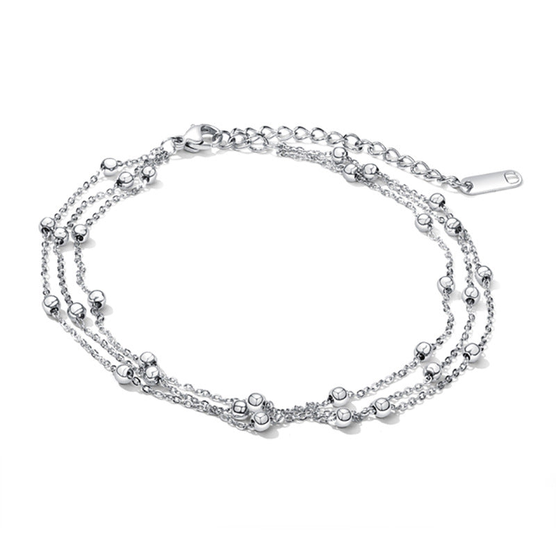 Aliexpress cross-border jewelry fashionstylish ball chain multi-layer anklet casualo-shaped chain beach anklet foot chain for women