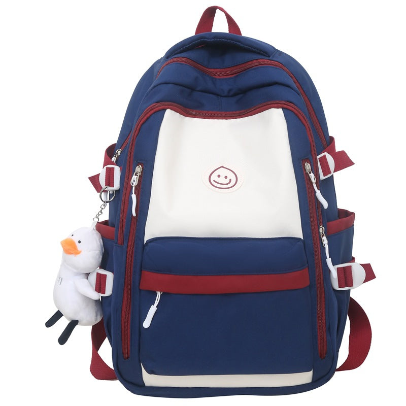 New high-quality contrasting color schoolbag large-capacity nylon backpack junior high school student bag fashion trend leisure bag