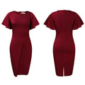 D3149 european and american style women's clothing  summer new arrival ruffle sleeve fashion slit bodycon plus size women's cross-border dress