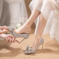 French wedding shoes for women, xiuhe main wedding dress, two-wear engagement bridal shoes, not tiring feet, can be worn with crystal high heels