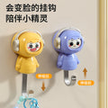 Entryway no-drill strong adhesive retractable hook - cartoon cute & creative figurine, damage-free adhesive hook for door back
