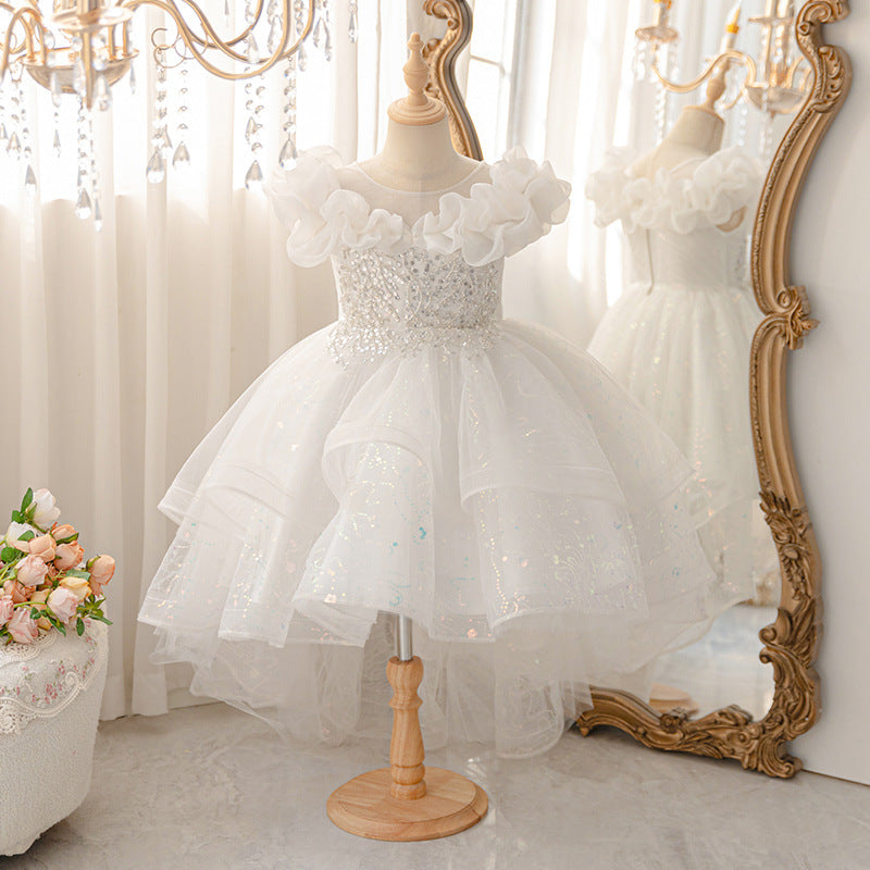 hot-selling girl's dress with train, princess dress, host, piano performance, birthday, classy, children's day performance clothing