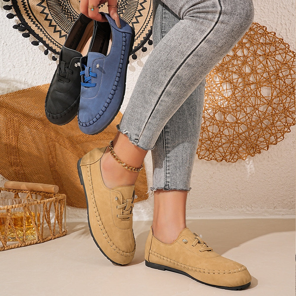 Export  new arrivalflats cross-border plus size soft bottom hand-stitched casual women's slip-on loafers wholesale