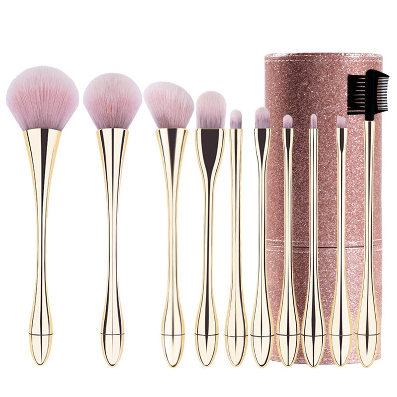 Sujilian xiaomanyao electroplated gold 10-piece set of makeup brushes, full set of soft bristles, loose powder, blush makeup brushes