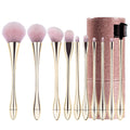 Sujilian xiaomanyao electroplated gold 10-piece set of makeup brushes, full set of soft bristles, loose powder, blush makeup brushes