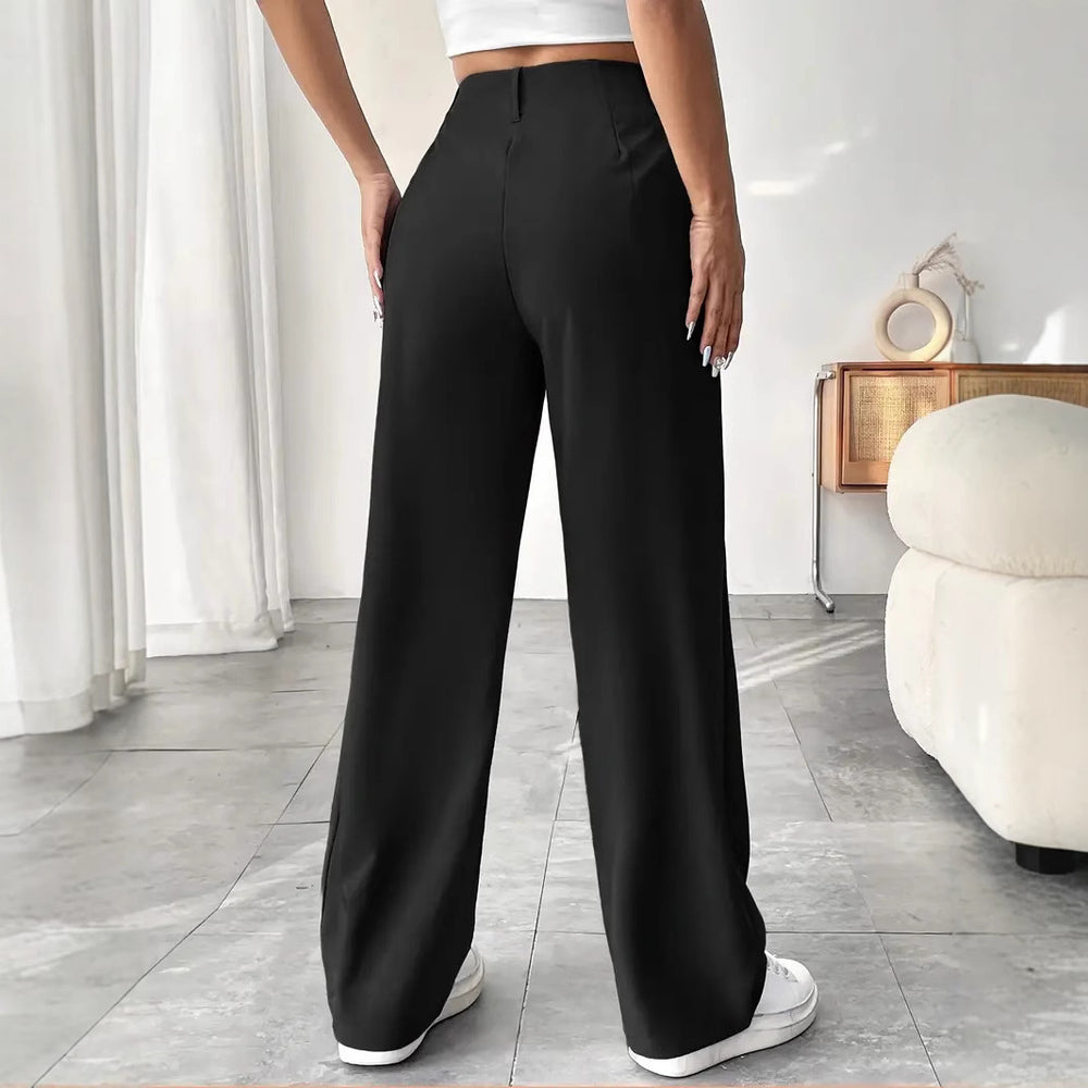 Ready-to-ship european and american style  commute-friendly, slimming, spring/summer high-waisted wide-leg pants - versatile casual suit pants/trousers