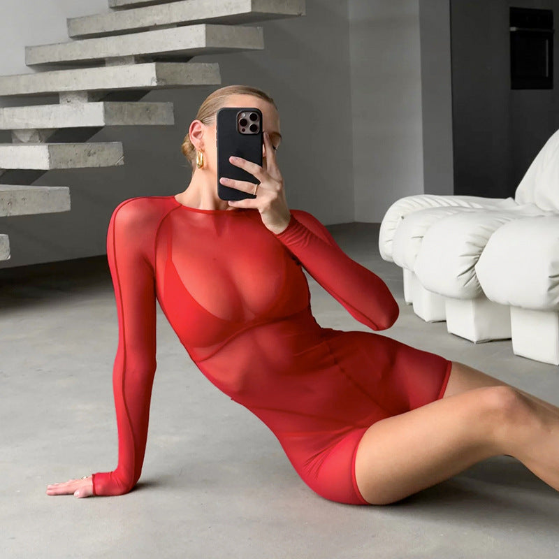 European and american cross-border  summer new mesh jumpsuit sexy hot girl print backless tight high-waisted bodysuit