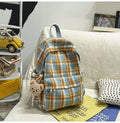 Schoolbag junior high school girls japanese style retroplaid college students casual spring outing tuition bag high school students backpack women
