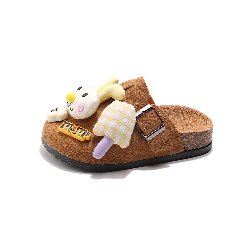 Kids birkenstock shoes women's retroeasiest for matchcute spring autumoutwear cartoon heattech half-slotted forest style birkenstock cotton slippers