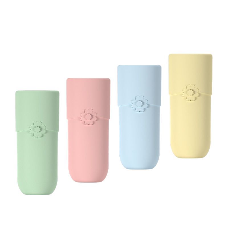 Japanese-style portable travel toothbrush box, silicone washing cup with lid, toothpaste tooth holder, tooth set storage box, mouthwash cup.