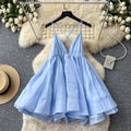 Dopamine dress: yellow cami dress for women, summer korean style v-neck backless tie-up a-line dress, slimming vacation style