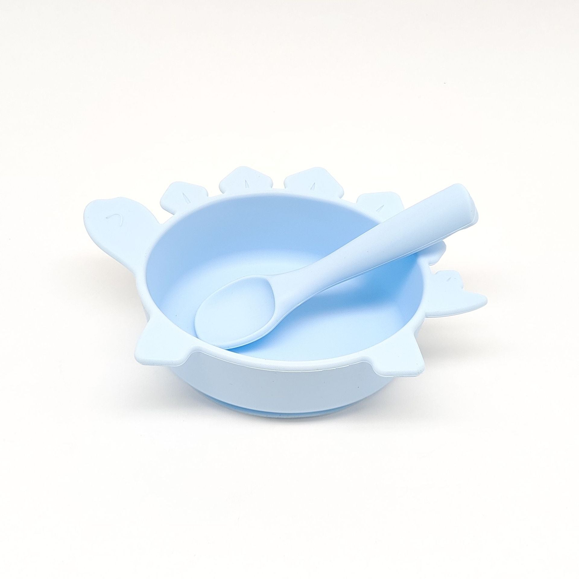 Cross-border hot-selling silicone dinosaur bowls and spoons, Mengqu non-slip tableware two-piece set, baby complementary food silicone bowls and spoons wholesale