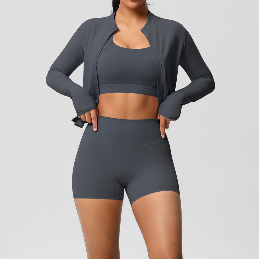 cloud-feeling yoga brushed bra sports outwearcasual pilates running fitness yoga clothes three-piece set