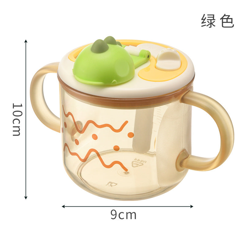 Baby milk cup with measuring scale, direct drinking cup, drop-proof, 3-year-old bottle, children's milk bottle, ppsu learning drinking cup, straw cup